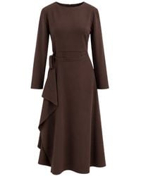 Liviana Conti - Ruffled Long-Sleeve Midi Dress - Lyst