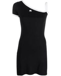 Courreges - Embroidered-Logo Asymmetric Short Dress - Lyst