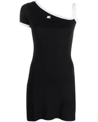 Courreges - Embroidered-Logo Asymmetric Short Dress - Lyst