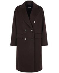 Alberto Biani - Double-Breasted Notched-Lapels Coat - Lyst