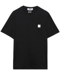 MSGM - Logo-Appliqué Cotton T-Shirt - Lyst