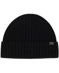 BOSS - Ribbed-Knit Beanie Hat - Lyst