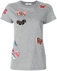 Valentino Embroidered Butterfly T-shirt - Gray