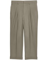 Ami Paris - Box-pleated Cropped Trousers - Lyst