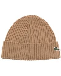 Lacoste - Gerippte Beanie Mit Logo-Patch - Lyst