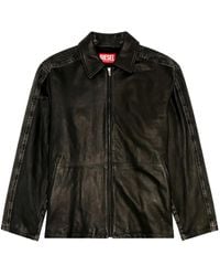 DIESEL - L-Stoller Leren Jack Met Vlakken - Lyst