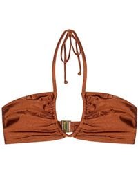 Ganni - Metallic-Threading Bikini Top - Lyst