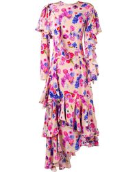 Natasha Zinko Asymmetric Floral Dress - Roze