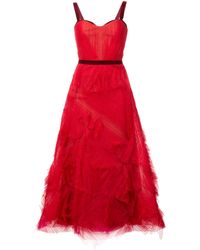 Marchesa notte Abito da sera con decorazioni - Rosso