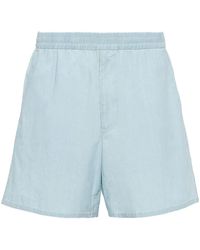Prada - Triangle-Patch Elasticated-Waist Shorts - Lyst