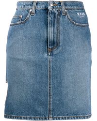 MSGM Jeansrock mit herzförmigem Cut-Out - Blau