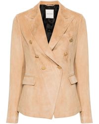 Tagliatore - Leather Double-breasted Jacket - Lyst