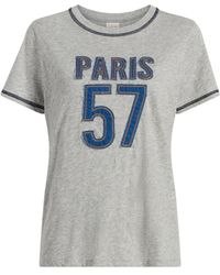 Cinq À Sept - Denim-appliqué T-shirt - Lyst