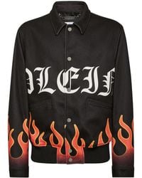 Philipp Plein - Flame-Print Bomber Jacket - Lyst
