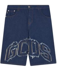 Gcds - Frayed Logo-Patch Shorts - Lyst