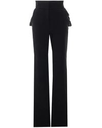 Elisabetta Franchi - Ruffled Straight-Leg Trousers - Lyst