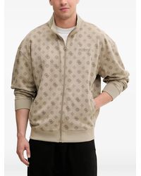 Guess - Monogram-Print Zip-Up Sweater - Lyst