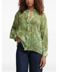Pedro Del Hierro Madrid - Leaf-Print Ruffled Blouse - Lyst