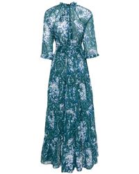 Kalita Brigitte Silk-habotai Maxi Dress in Blue | Lyst