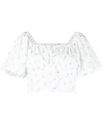 B+ AB - Floral-print Short Puff-sleeves Top - Lyst