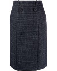Nina Ricci - Checked Wool Midi Skirt - Lyst