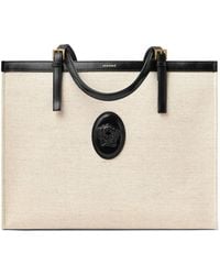 Versace - Rivière Large Canvas Tote - Lyst