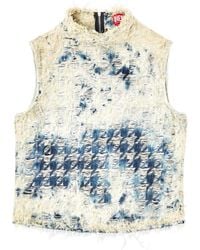 DIESEL - Débardeur En Jean À Motif Pied-De-Poule - Lyst