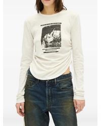 Ann Demeulemeester - Top Fruncido Con Motivo Gráfico De Lunares - Lyst