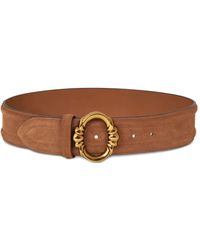Etro - Oval-Buckle Suede Belt - Lyst
