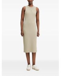 adidas - Ribbed-Knit Logo-Patch Midi Dress - Lyst