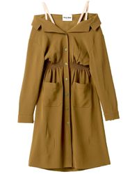 Miu Miu - Sablé Button-Front Smocked Dress - Lyst