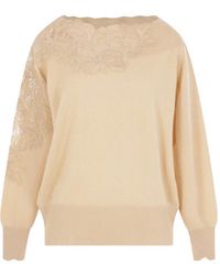 Ermanno Scervino - Lace-Insert Boat-Neck Sweater - Lyst
