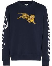 KENZO - Jumping Tiger Embroidered Logo Print Cotton Sweatshirt - Lyst