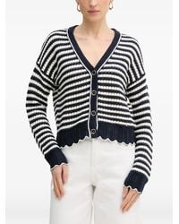 Guess - Striped Scalloped-Hem Cardigan - Lyst