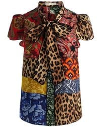 Alice + Olivia - Blusa Jeannie Con Design Patchwork - Lyst