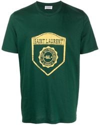 Saint Laurent - Logo-print Cotton-jersey T-shirt - Lyst
