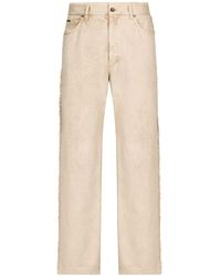 Dolce & Gabbana - Frayed-trim Loose-fit Jeans - Lyst