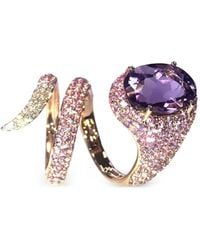Stefere - 18K Rose Spiral Multi-Stone Ring - Lyst