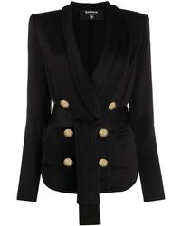 Balmain Doppelreihiger Blazer mit Gürtel - Schwarz