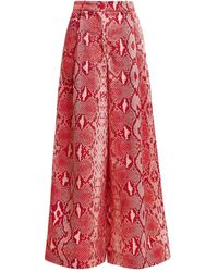 Essentiel Antwerp - Pleated Snakeskin-Print Trousers - Lyst