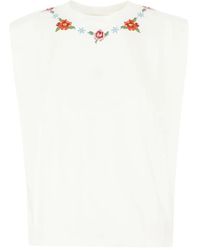 FARM Rio - Embroidered Padded-Shoulder Top - Lyst