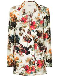 Alberto Biani - Floral-Print Silk Blazer - Lyst
