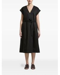 Peserico - Tied-Waist V-Neck Midi Dress - Lyst