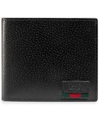 Gucci Faltbrieftasche aus Leder mit Webdetail - Schwarz