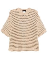 Fabiana Filippi - Loose Boxy Knit Top With Horizontal Open-Knit Stripes - Lyst