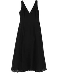 Valentino Garavani - Lace-Trim V-Neck Midi Dress - Lyst