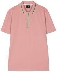 PS by Paul Smith - Short-zip Stripe-detail Polo Shirt - Lyst