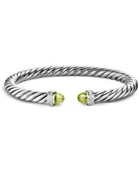 David Yurman - Pulsera Cable Flex En Plata De Ley Con Diamantes Y Peridoto - Lyst