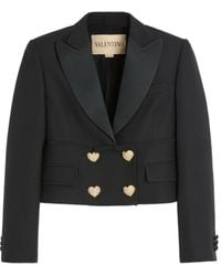 Valentino Garavani - Cropped Blazer Met Dubbele Rij Knopen - Lyst