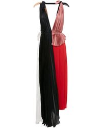 Victoria Beckham - Asymmetric Pleated V-neck Maxi Dress - Lyst